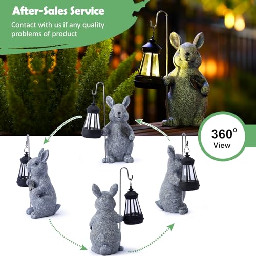 Solar Bunny Statues for Garden Decor: Outdoor Rabbit Sculptures for Clearance Lights for Outside Lawn Ornaments Porch Patio Balcony Yard – Unique Easter Gifts for Mom Grandma Mother - Thumbnail 3
