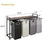 4 Bin Laundry Hamper w/Folding Table, Laundry Basket w/Removable Bags - Image 3