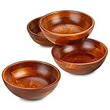 Wooden Salad Bowls - Set of 4, Multipurpose Individual 7” x 2.5” Food Bowls, Durable Hardwood Serving and Prep Bowl for Salads, Soups, Cereal, Fruit Bowl and More – 24 oz.