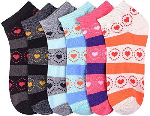 Image of ToBeInStyle Pack of 6 Printed & Solid Low Cut Ankle Socks - Kid's & Adults