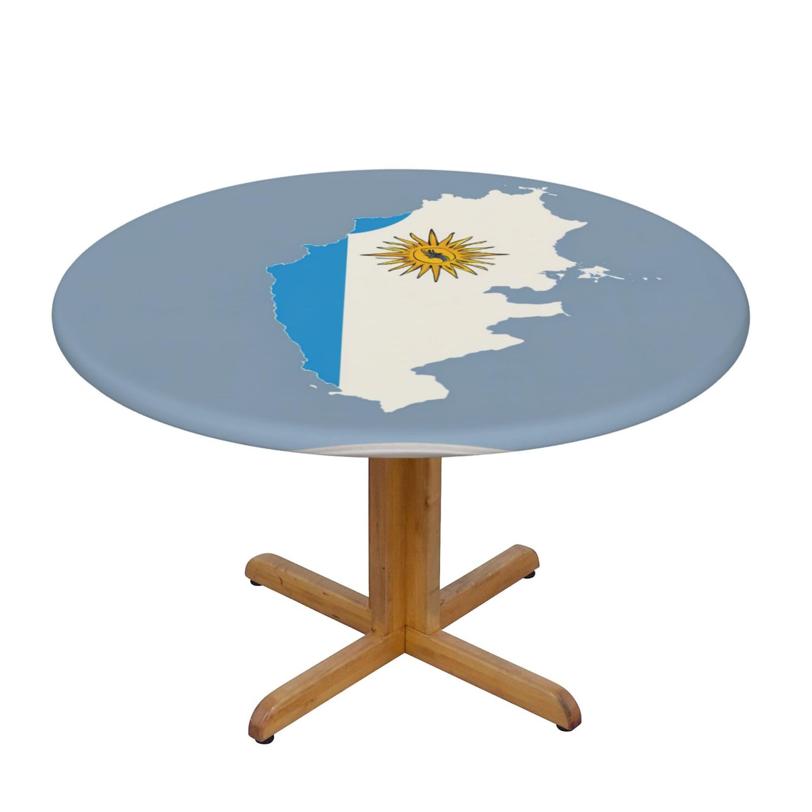 DUWAA Uruguay Flag Map02 Print Oxford Fitted Table Cover For Patio Picnic, Waterproof Round Tablecloth For Home And Outdoor