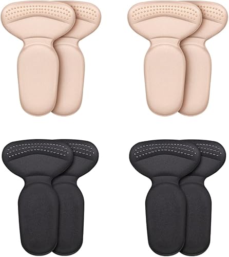 Forbidden Road 4 pares de almohadillas de talón para zapatos demasiado grandes, botas y zapatos sueltos con agarre de tacón alto, autoadhesivas y