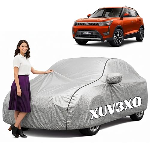 Image of 100% Waterproof Car Cover for Xuv300 (All Models & Years) - Custom Fit with Mirror Pockets, Triple-Stitched, Soft Inner Lining, UV & Heat Resistant, Outdoor /Indoor Protection