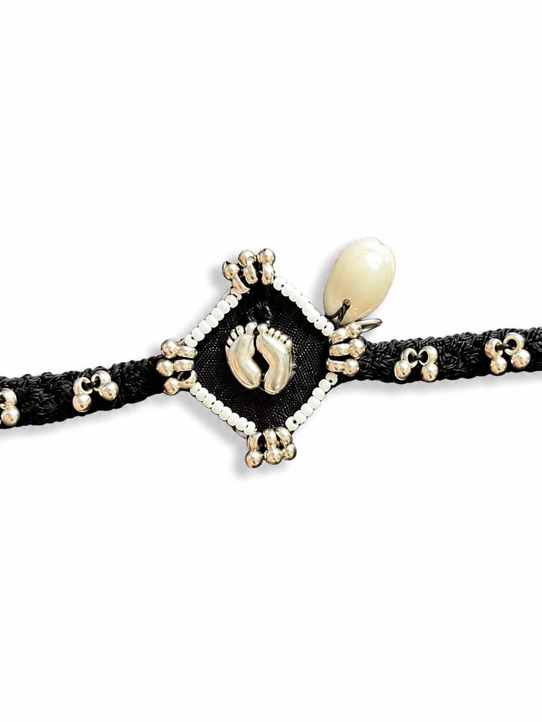Panchmasi Rakhi For Pregnant Women (Mom To Be), with Silver Coloured Baby Pagli & Beads, Black Colour Cord, Adjustable Size | Panchmasiyu | Najariyu | Raksha Sutra | Panchmasi rakhi for Simant & Godh Bharai-picture-14
