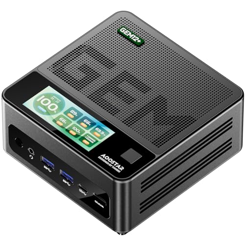 AOOSTAR GEM12+ ProミニPC Ryzen 7 Pro 8845HS 32GB DDR5 1TB PCIe 4.0 SSD, Mini PC 2つのUSB4 /2つのSSDインターフェイス /2つの2.5G LAN /4つのUSB /4画面同時出力 WiFi6 Bluetooth5.2(サブスクリーン付き). (GEM12+ Pro 8845HS 32G+1TB)