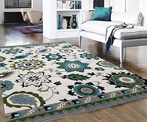 Image of New Embossed Carved Handmade Tuffted Pure Woollen Thick Geometrical Carpet for Living Room, Bedroom & Hall with 1 inch Thickness Size 8 x 8 feet Square (240X240 Cm) Multi