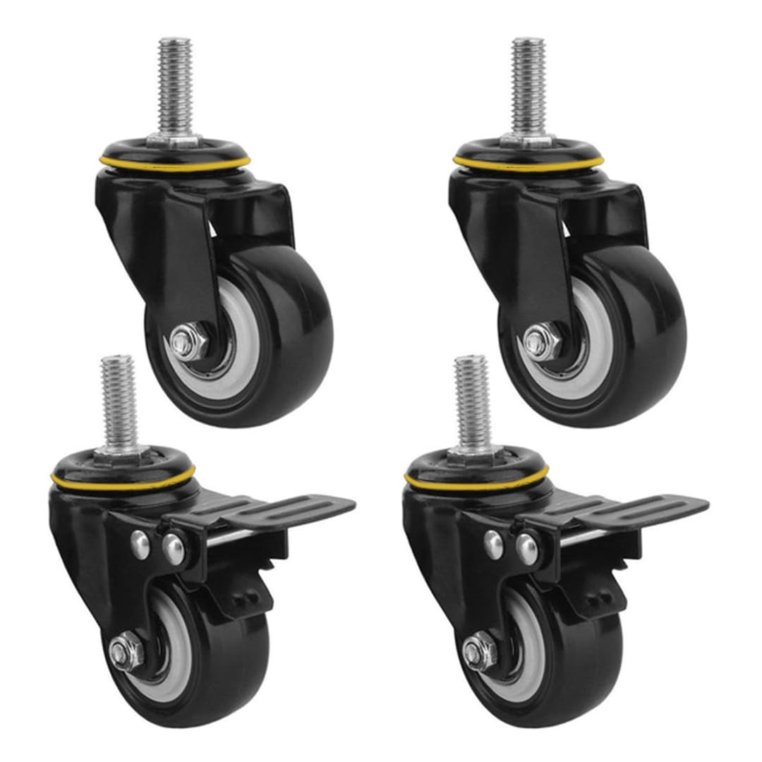BK JAGAN & CO 4 Pack 2.5" Caster Wheels Screw Type(THREADED) 2 with Brakes & 2 Without PU Swivel Caster Wheel 360 Degree Rotation-image-46