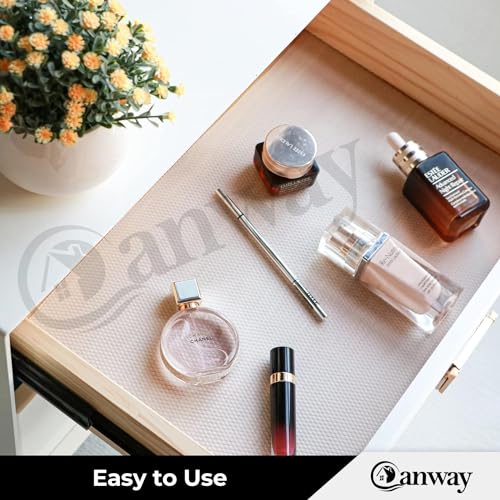 Image of CANWAY (45cm x 10M) Food Grade Non-Slip Drawer & Shelf Mat | Waterproof, Washable Shelf Liner for Kitchen Cabinets, Cupboards, Fridge & Bathroom Shelves | White