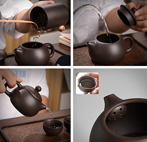 Caisang Ceramic Travel Tea Sets 6Pack Chinese Kungfu Tea Set Porcelain Teapot, Tea Canister, 4 Teacups,Tea Mat And Portable Travel Bag Purple Clay Tea Pot Set For Travel thumb #2