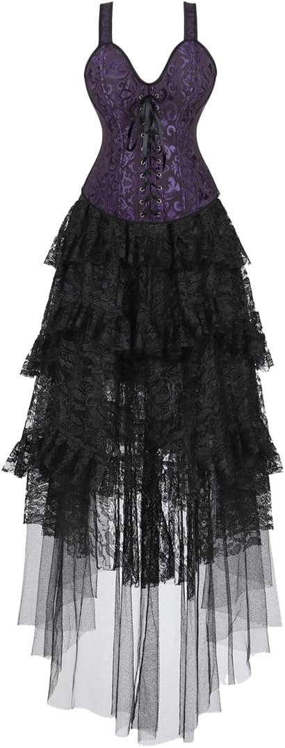 Corset Top with Dress Skirt Lingerie Bustier Women Shoulder Bridal Plus Size