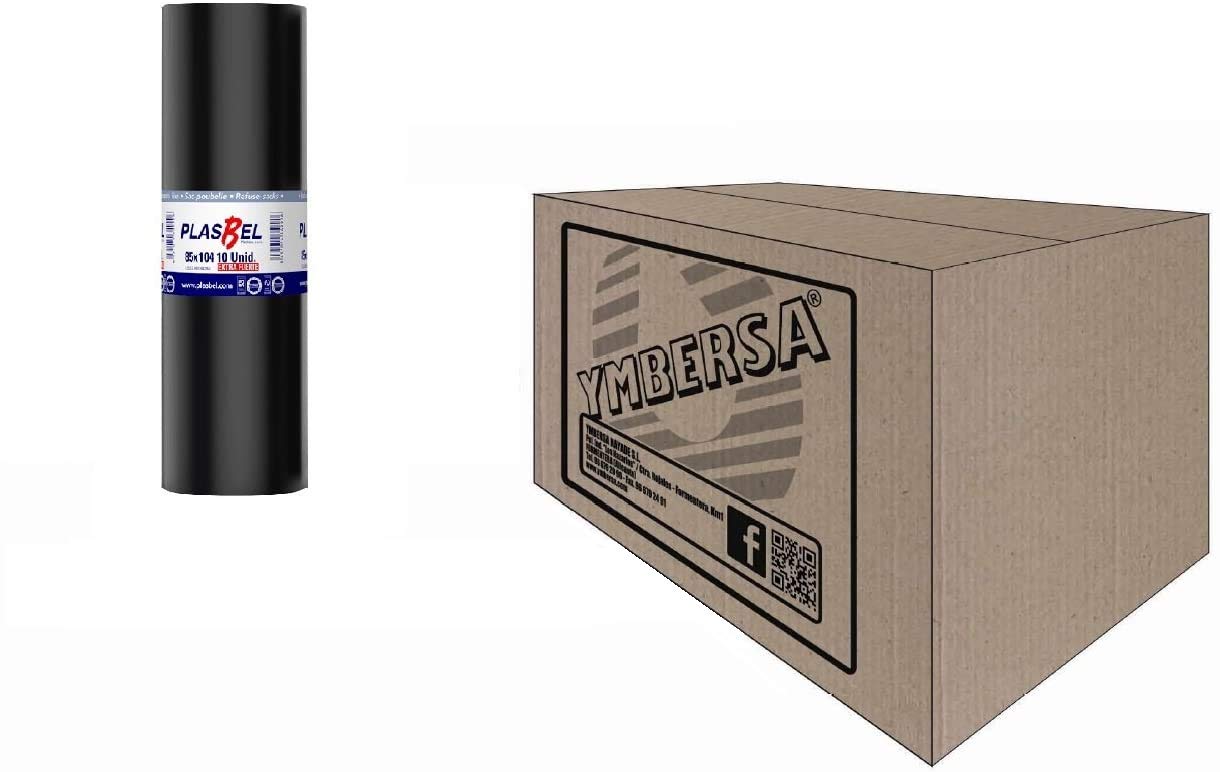 Caja bolsa basura 120 Litros - 85 x 104 cm. grande ideal para contenedores y cubos XL grandes. Extra fuerte y antigoteo. Caja con 30 rollos (300 bolsas de basura XL)