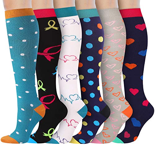 Womens Compression Socks Knee High Compression Stockings Fashion Support Socks for Travel, Running