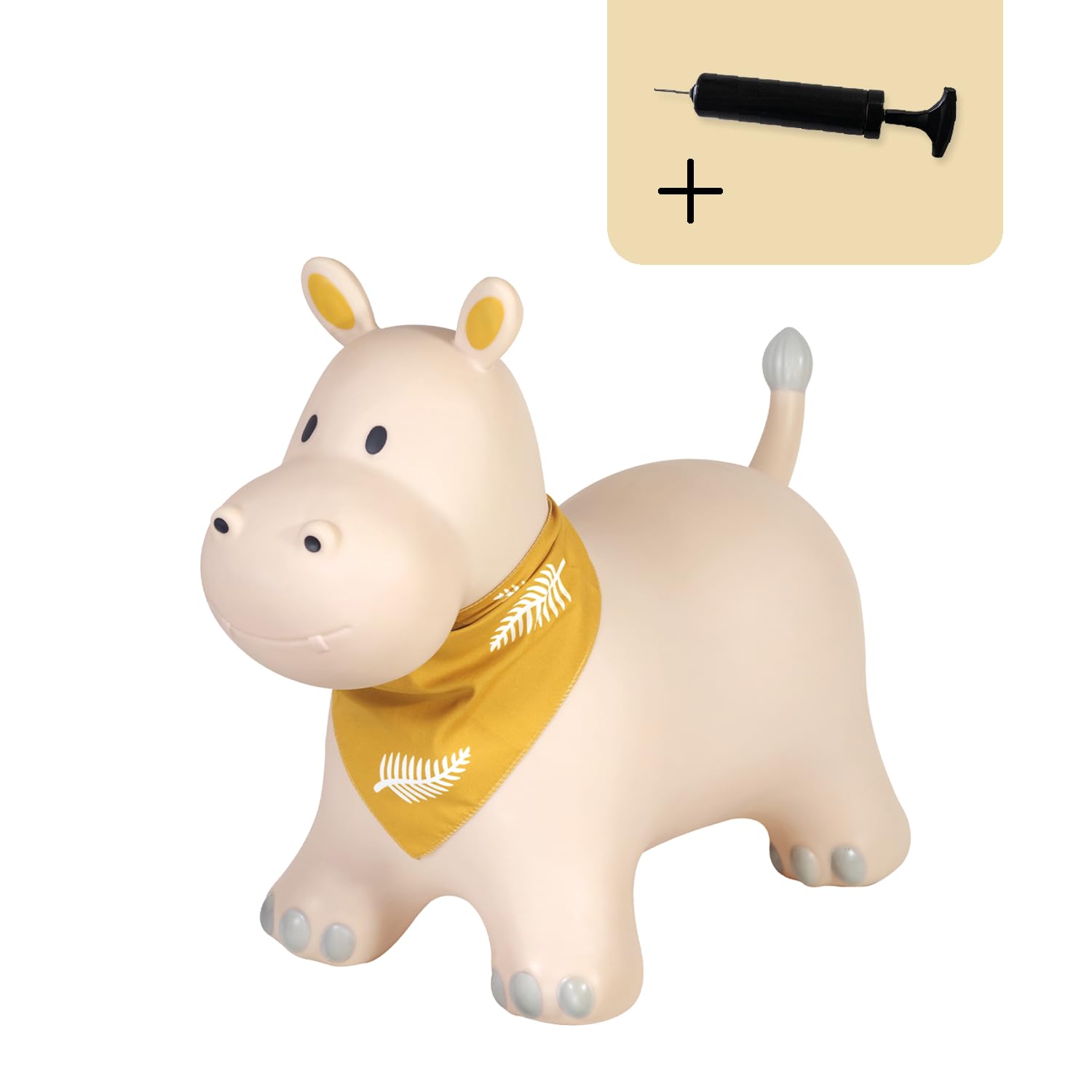 Kindsgut Hüpf-Tier für Kinder, dezente und Moderne Farben, liebevolle Details, inklusive Luftpumpe, Hippo