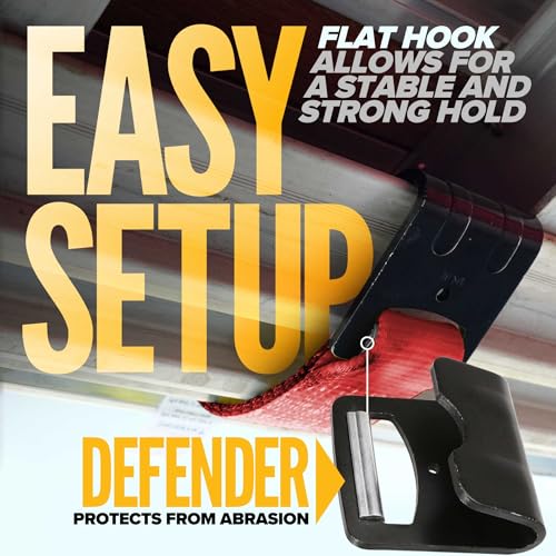 US Cargo Control Winch Straps 4" x 30' (10-Pack), 5,400 LBS Working Load Limit, Heavy Duty Flatbed Tie Downs with Flat Hooks, Red 4 Inch Straps for Flatbed Trailer, Truck, and Cargo Securement