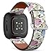 CJBROES Replacement Leather Watch Band, Compatible with Fitbit Versa 3 and Fitbit Sense of Wristband Bracelet Accessory - Hydrangea Watercolor