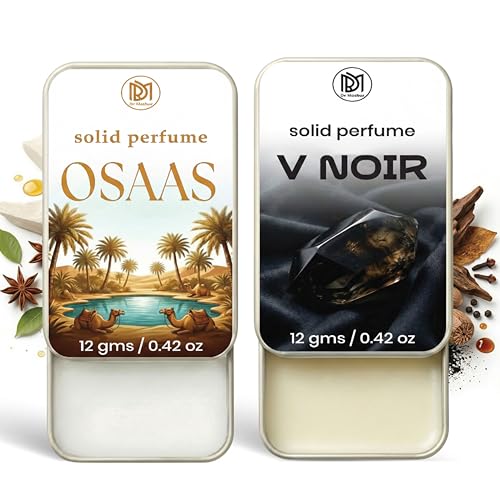 Image of Dr.Mashur Solid Perfume |V Noir&Osaas Alcohol Free Wax Perfume Balm, Long Lasting | Pocket Tin 12g, Pack Of 2| Non Greasy Smooth Glide, Travel Friendly Men And Women