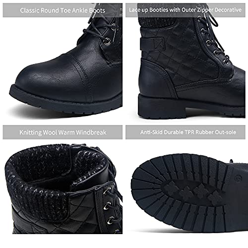 Vepose Women's 927 Ankle Boots, Lace-Up Fashin Combat Booties, Black, Size 9 Us(Cjy927 Black 09) #TOP5