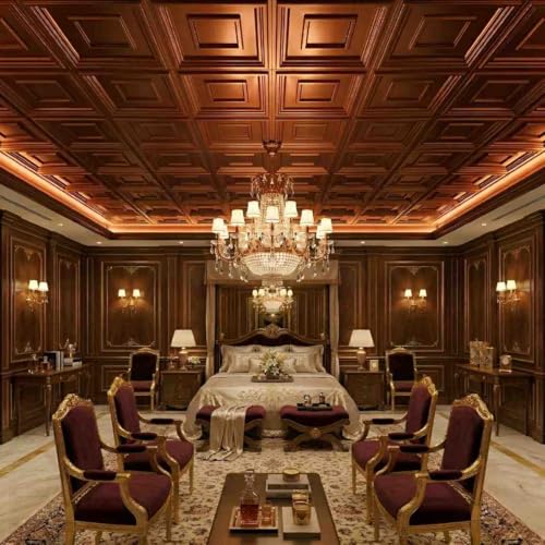 Image of Kayra Decor PVC Ceiling Panel 60x60 cm |Square Panel|Red Copper|12 Tiles Cover 48 Sq Ft| Modern False Ceiling|Royal & Elegant Finish