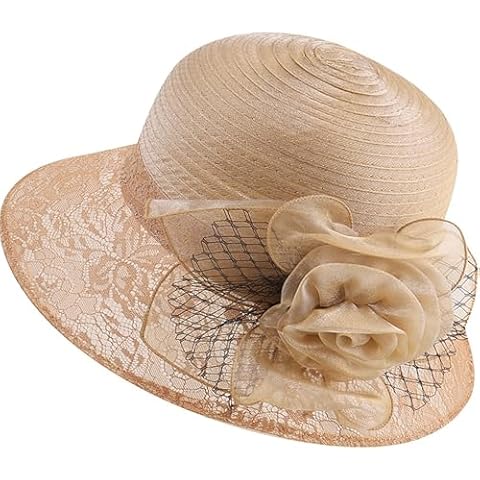 Khaki Lace Brim Sun Hat for Women Cover