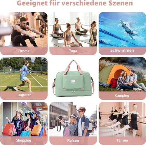 Airlines Untersitz-Kabinentasche, 50 x 32 x 28,5 cm, faltbar, Reisetasche, Handgepäck, Übernachtung, für Damen und Herren (mit Schultergurt), grau, Freizeit, Reisen