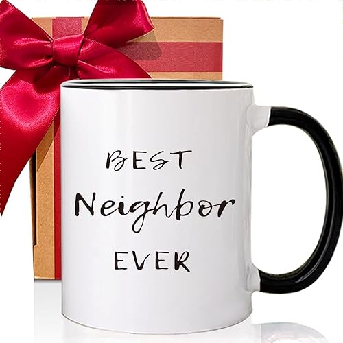SRIHBET Taza de café con texto en inglés "Best Neighbor Ever", taza de café para tus impresionantes vecinos compañeros de trabajo, amigos, taza de disponible en Yaxa Peru