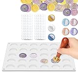 Wax Seal Silicone Mat for Wax Sealing Stamp, 30 Cavity Wax Seal Molds with 300Pcs Removable Sticky A