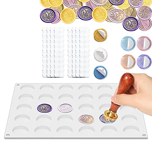 Wax Seal Silicone Mat For Wax Sealing Stamp, 30 Cavity Wax Seal Molds With 300Pcs Removable Sticky Adhesive Dots For Diy Craft Adhesive Waxing Stamp #TOP2