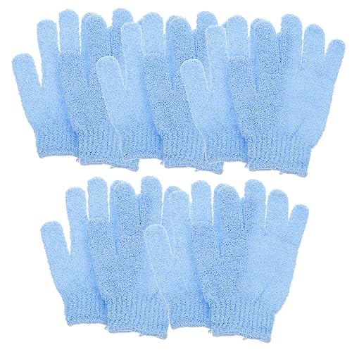 OATIPHO 10 Piezas Guantes Exfoliantes de Baño para Exfoliación Suave y Limpieza Profunda Guantes de Ducha para Mano Color Azul