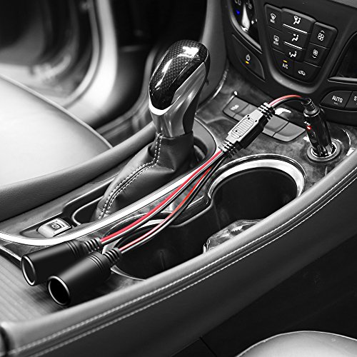 [Upgraded Version] Electop 1 To 2 Car Cigarette Lighter Splitter Adapter Power Charger Port, 12V 24V Plug Socket 2-Way Splitter Y Adapter, 10 Inch Cigarette Lighter Extension Cord 16Awg With 15A Fuse #TOP7