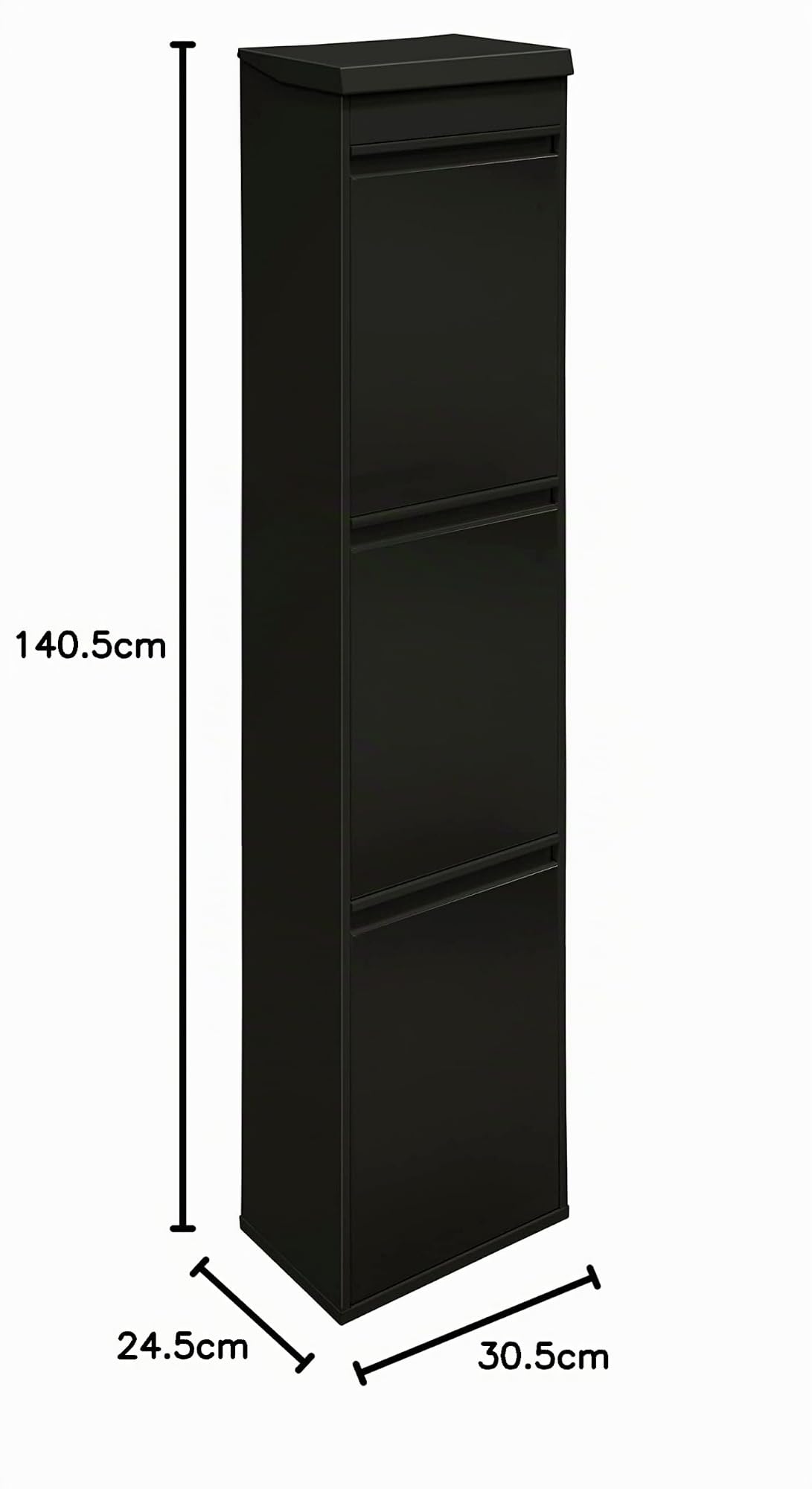Arregui Top CR326-B Cubo de Basura y Reciclaje de Acero de 3 Compartimentos con Bandeja Superior | 3x17L (51L) | Cubos de Basura de Cocina | Contenedores de Reciclaje para Casa u Oficina | negro