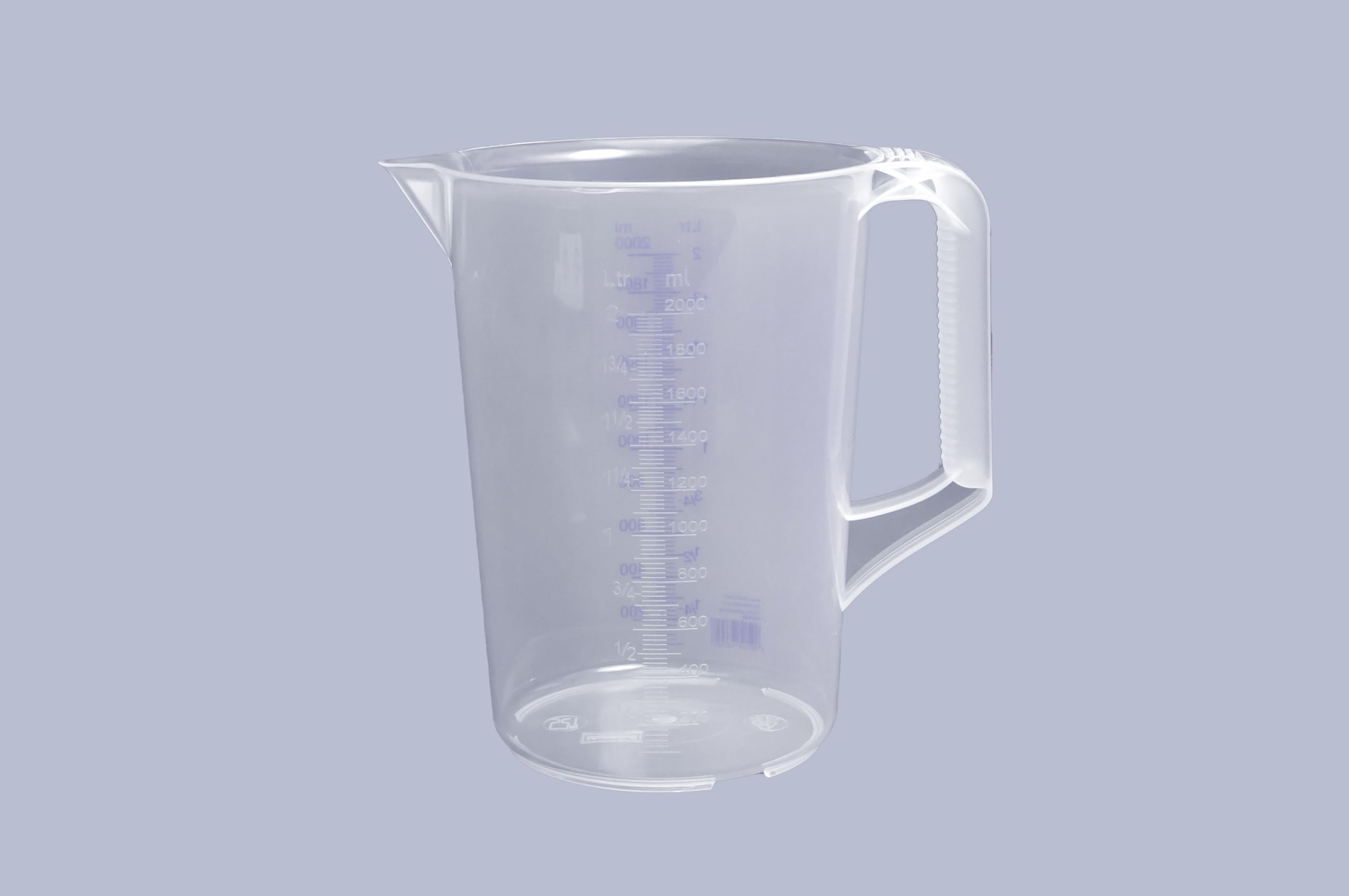 hünersdorff Verre Doseur 2L Polypropylène Incassable Lave-Vaisselle Poignée Transparent Graduation Bleue 2000ml