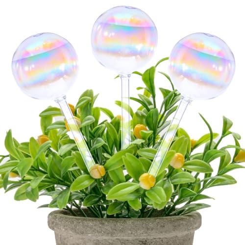 ASTER Plant Watering Globes, 3Pcs Iridescent Self Watering Globes for Plant, Glass Plant Watering Bulbs Insert Spikes Plant Accessories for Home Indoor Outdoor Automatic Irrigation System ASTER Plant Watering Globes, 3Pcs Iridescent Self Watering Globes for Plant, Glass Plant Watering Bulbs Insert Spikes Plant Accessories for Home Indoor Outdoor Automatic Irrigation System