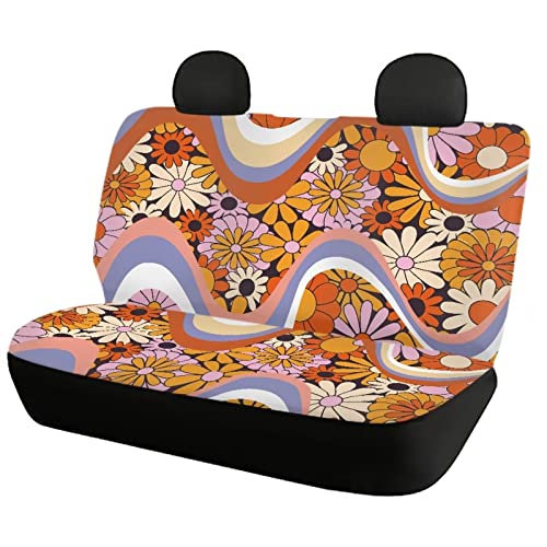 Image of Modysero Blossom Flower Print Car Seat Cover Full Set Novelty Soft Elastic All Season Automotive Seat Cover for Women Universal Auto Seat Cover Accessories Fit Most Cars Vehicles