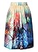 Choies Women's Scene Print High Waist Pleated Skater Midi Skirt,Scene,One Size