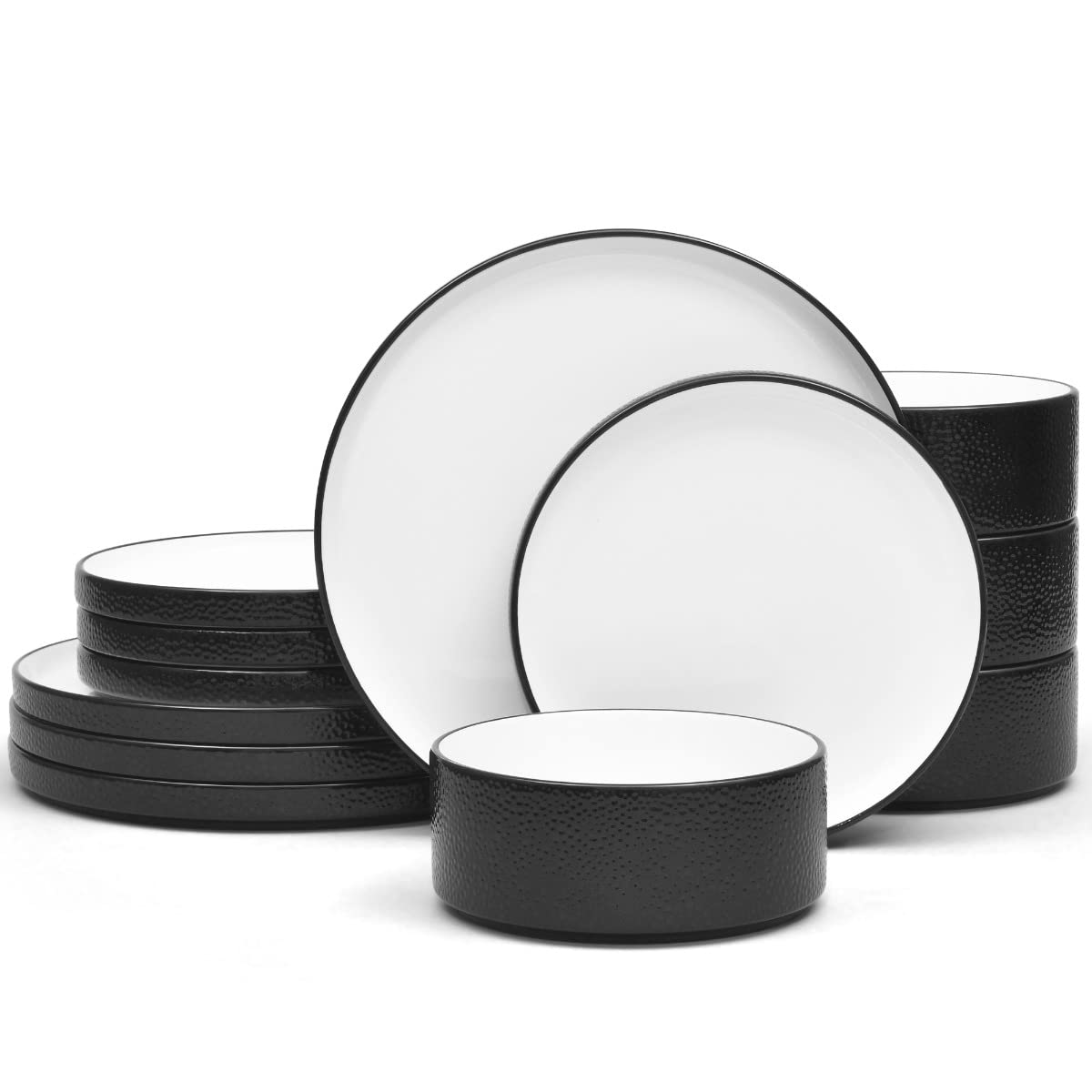 Amazon.com | Noritake ColorTex Stone Black 12-Piece Dinnerware Set