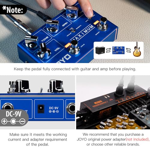 Image of JOYO Dual-Channel Overdrive Guitar Pedal, 2-Stage Drive & Boost with MOSFET /Diode Toggle & 3-Mode Tone Switch, True Bypass (Maximum R-05)