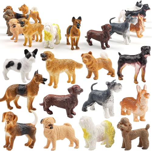 DOITEM Hundefiguren für Kinder, 12pcs Plastik Realistische Welpenfiguren, Kleiner Hundekuchen-Topper, Lernspielzeug Kuchen Topper Geburtstagsgeschenk für Kinder Kleinkinder