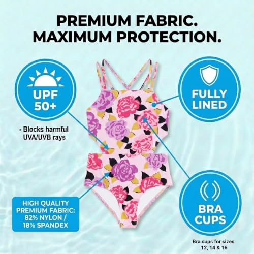 Image of Kanu Surf Girls' Beach Girl Sport Cut-Out One Piece Swimsuit