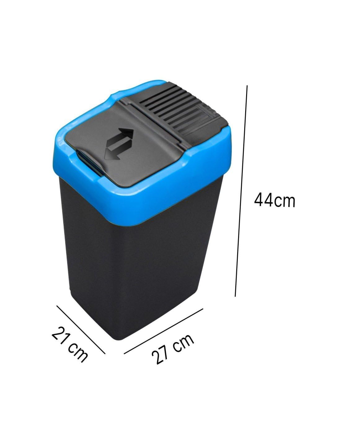 Jardin202 - Cubo Basura de Reciclaje Pack 3 Cubos de 18L y 25L con Tapa básculante de Plástico | Papelera para Reciclar | 18 L (Negro)