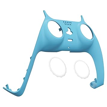 eXtremeRate Heaven Blue Decorative Trim Shell for DualSense Controller, Soft Touch DIY Replacement Clip Shell for PS5 Controller, Custom Plates Cover for Playstation 5 Controller w/Accent Rings