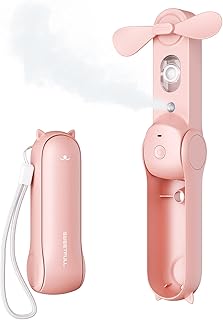 SWEETFULL Portable Handheld Fan, Mini Misting Fan Rechargeable, 3 Speed Small Personal Fan, Silent Folding Pocket Fan with...