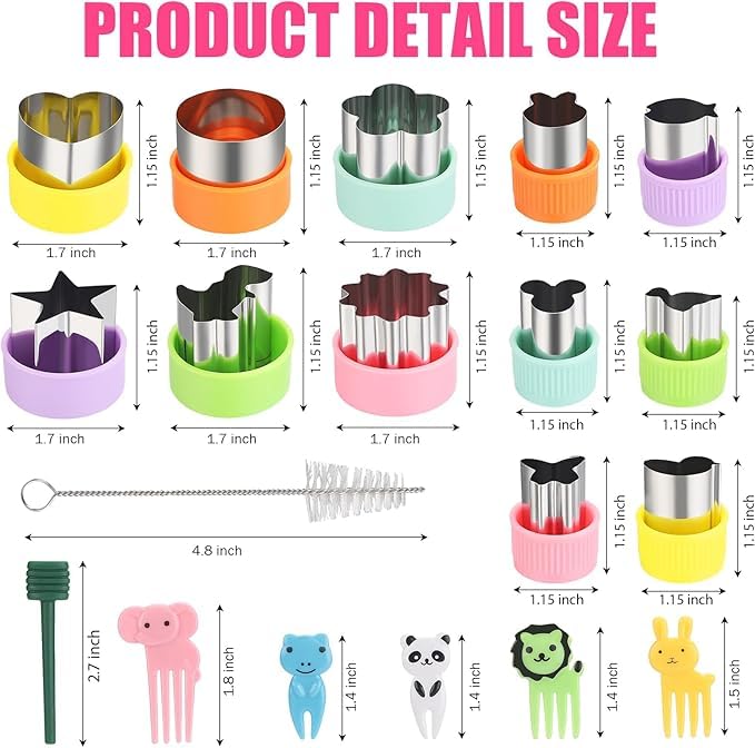 Image of 48 Pcs Vegetable Cutter Shapes Set, Cute Fruit Shape Cutters, Food Cutters for Kids Lunch, Cookie Stamps Food Decorative Kids Baking and Food Supplement Tools