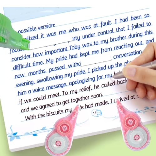 image for HeGangLy White Out Correction Tape with Dispenser,12-Count Pack,39.4ft