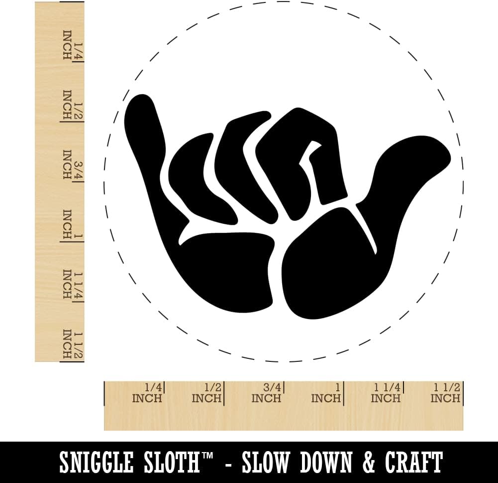 Shaka Hang Loose Surfer Sign Self-Inking Rubber Stamp Ink Stamper for Stamping Crafting Planners - 1-1/2 Inch Large - Red Ink