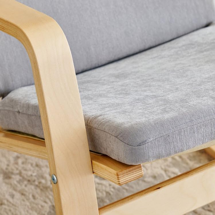 Image of Home Centre | Paulo Fabric Rocking Chair | Solid Wood | Grey | 1 Year Warranty