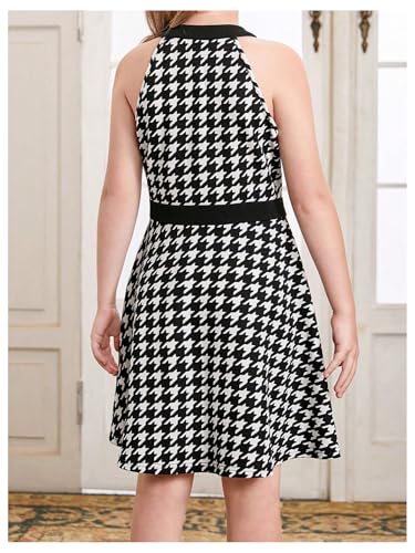 SweatyRocks Girl's Houndstooth Halter Dress Sleeveless Button Front Birthday Dresses2