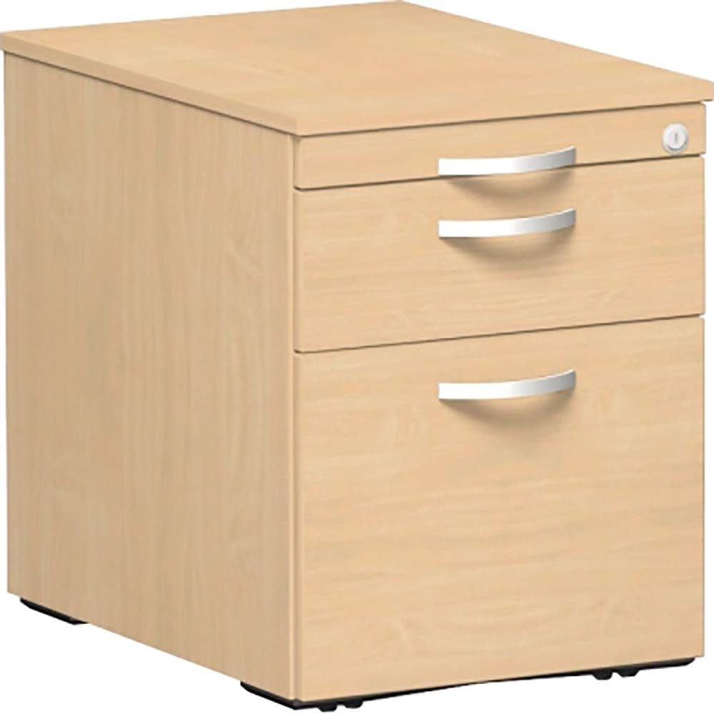 Gera Möbel S-530152-BU Rollcontainer Venedig mit 1 Hängeregistratur, 1 Kunststoff- und 1 Materialschubfach, 43 x 60 x 56,6 cm, buche