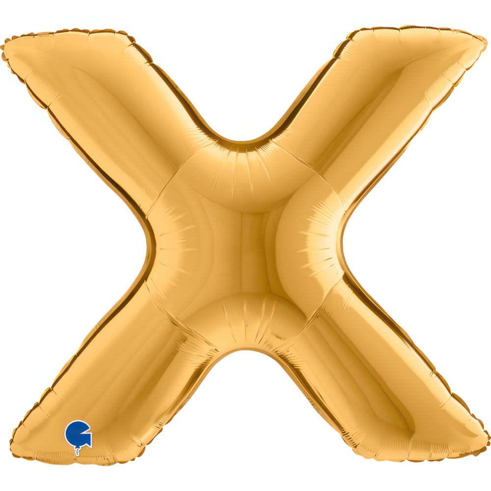 432G-P Letter X Balloon Superloon Single Pack, Length-40 Inch, Colour-Gold, One Size