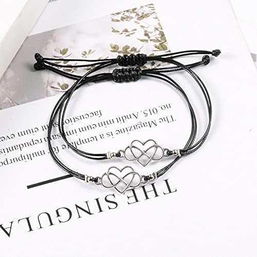 Bochoi Love Heart Infinity Best Friend Bracelets Pinky Promise Long Distance Bff Matching String Wish Bracelets With Greeting Card For Couple Boyfriend Girlfriend Him Her Women #TOP1