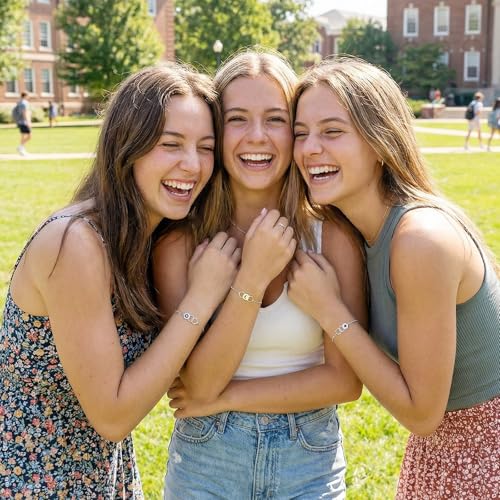 Image of 2 & 3 Pcs Triple Heart Link Sister BFF Bangle Bracelet Set | Matching Bestie Friendship Jewelry, Mother's Day Graduation Gifts for Women Teengirls